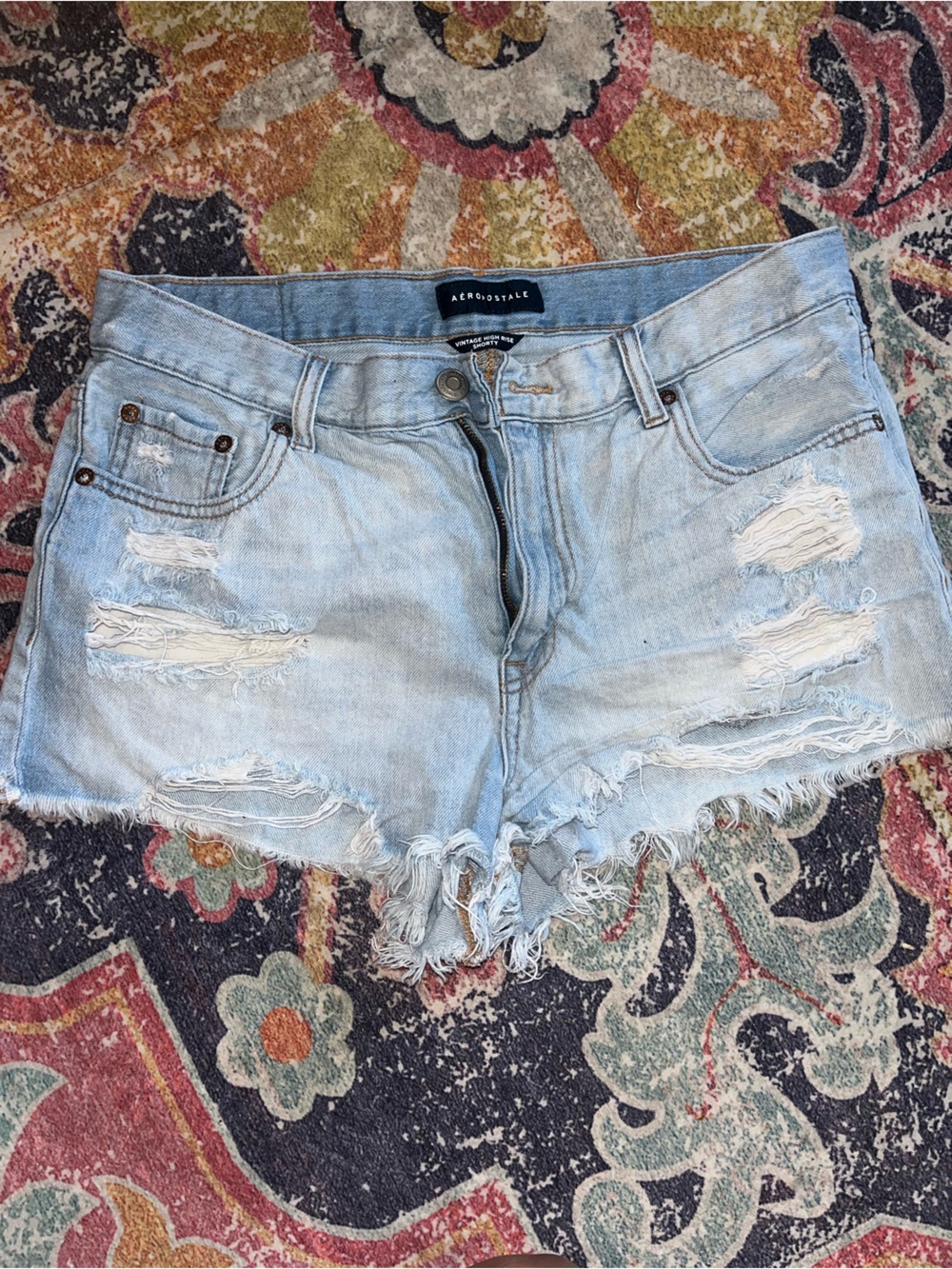 Aeropostale Light Blue Distressed Denim Shorts